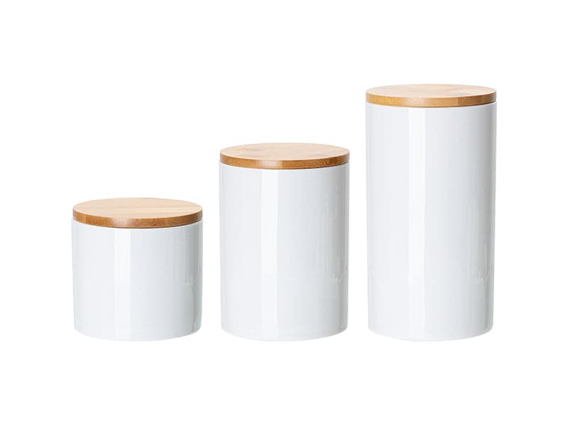 Pearl Coating™ Sublimation Ceramic Storage Jar with Bamboo Lid