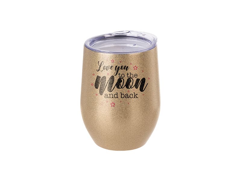12 oz Sublimation Stainless Steel Stemless Wine Cup with Lid Gold - Pack of 5