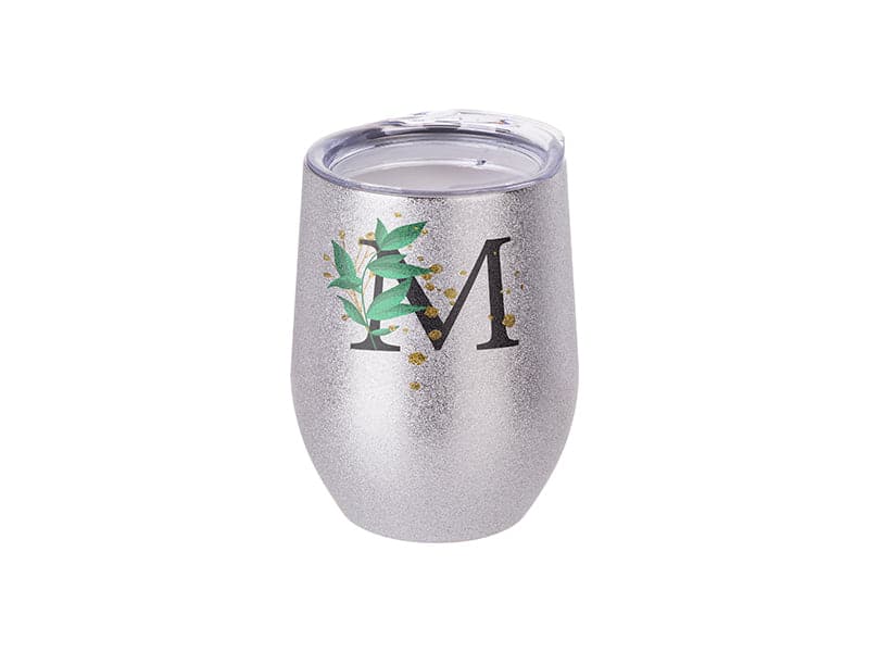 12 oz Sublimation Stainless Steel Stemless Wine Cup with Lid Silver - Pack of 5