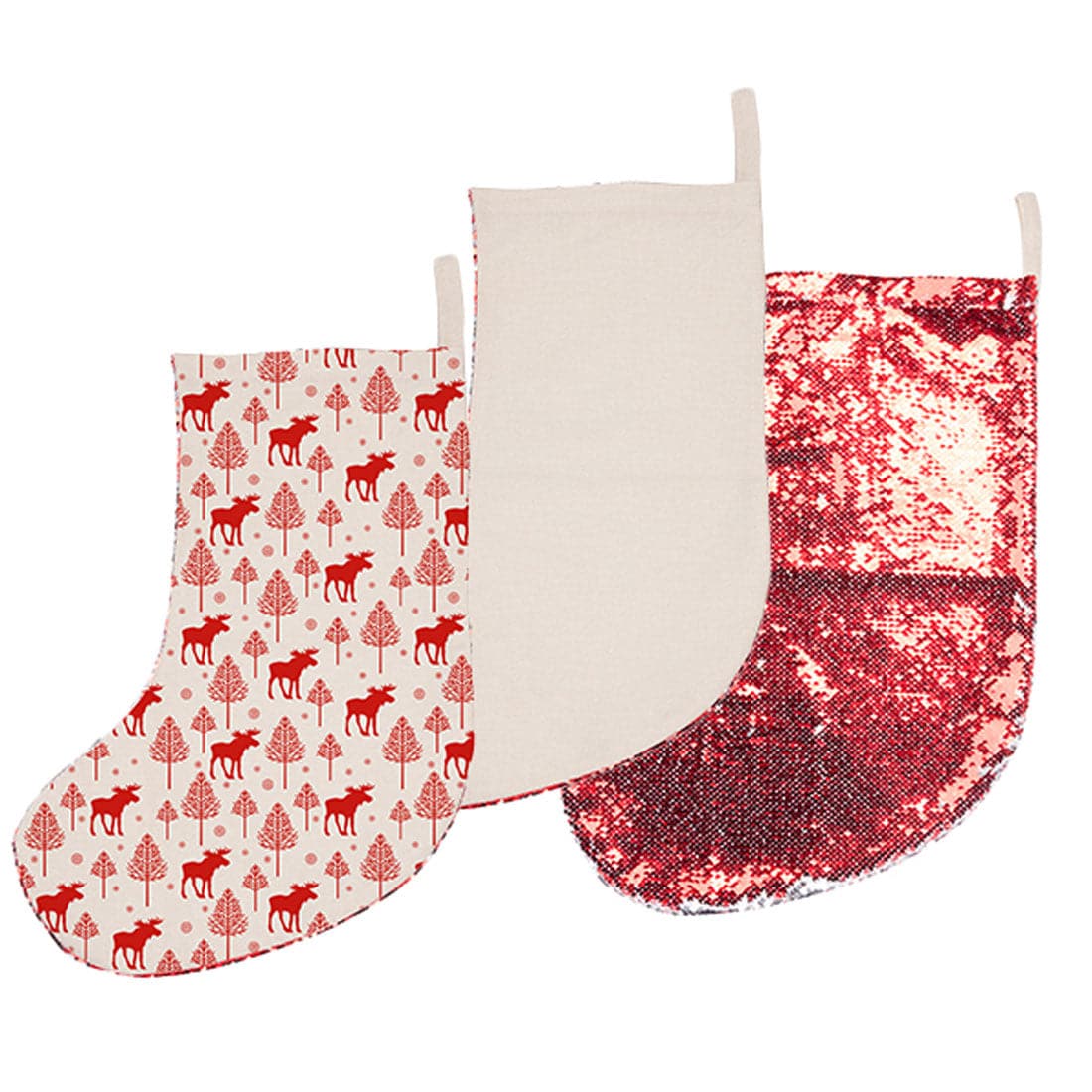 Pearl Coating™ Sublimation Sequin Christmas Stocking Red with Silver - Joto Imaging Supplies US