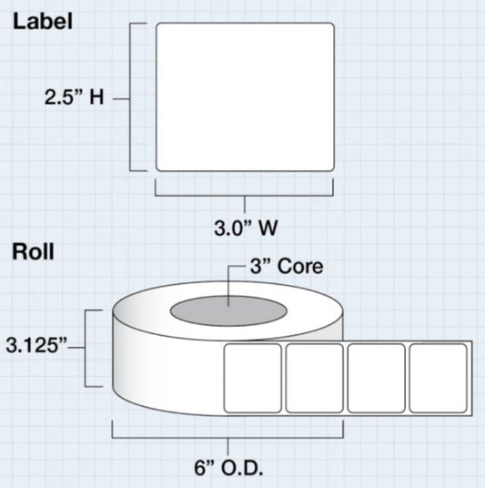 3 in x 2.5 in Clear Gloss Lamination Label roll for IColor 250 (750/roll) - Joto Imaging Supplies US