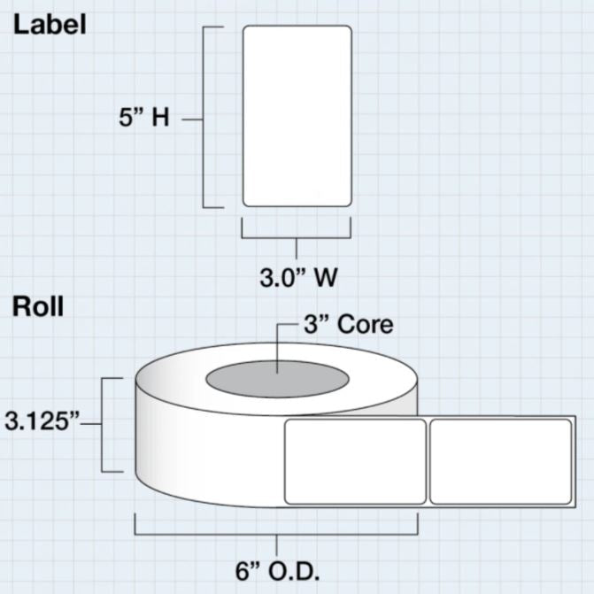 3 in x 5 in (76 x 127mm) Die Cut High Gloss Paper for IColor 200 / 250 (475 labels per roll) - Joto Imaging Supplies US
