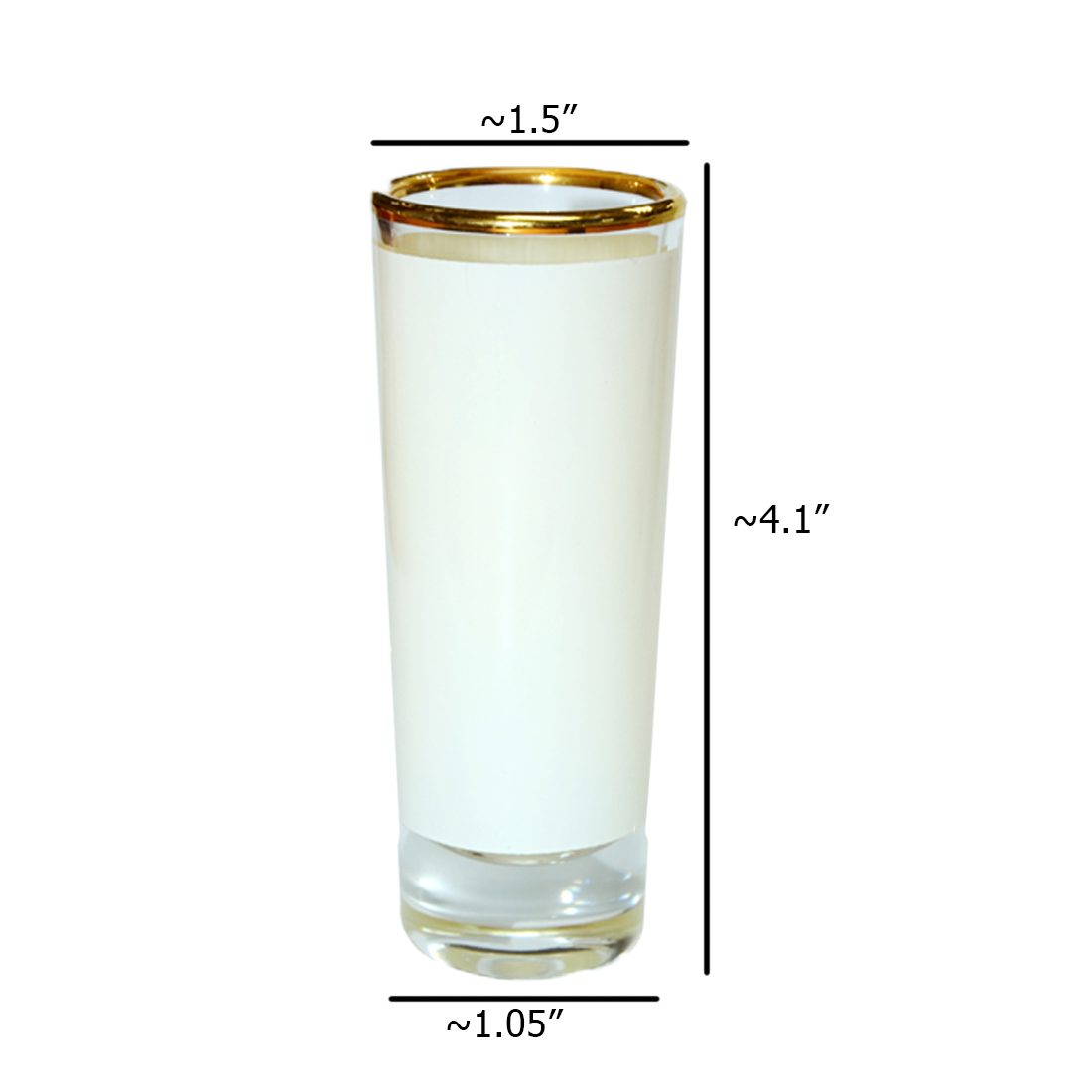 Pearl Coating™ 3oz Sublimation Shot Glass with Gold Rim - Pack of 12 - Joto Imaging Supplies US