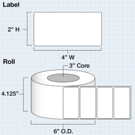 4 in x 2 in (102 x 51mm) Die Cut High Gloss Paper for IColor 200 / 250 (1200 labels per roll) - Joto Imaging Supplies US