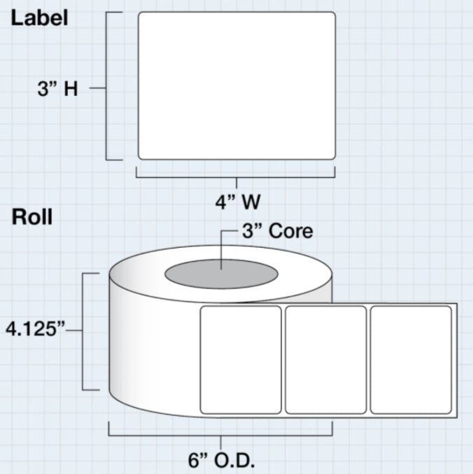 4 in x 3 in (102 x 76mm) Die Cut High Gloss Paper for IColor 200 / 250 (825 labels per roll) - Joto Imaging Supplies US