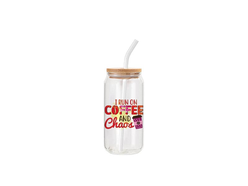18 oz Sublimation Glass Can with Bamboo Lid Clear - Pack of 12