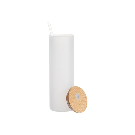Pearl Coating™ 20oz Sublimation Frosted Glass Skinny Tumbler with Straw & Bamboo Lid - Pack of 6 - Joto Imaging Supplies US