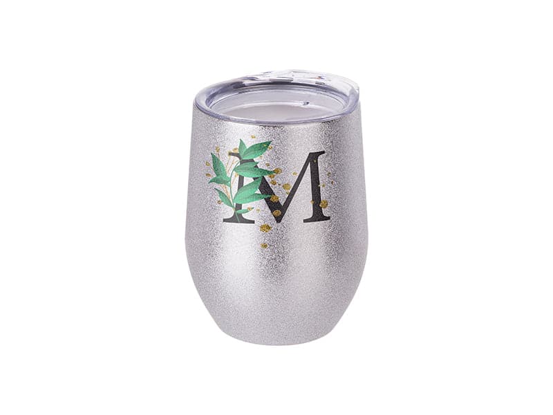 Pearl Coating™ 12oz Sublimation Stainless Steel Stemless Wine Cup with Lid Silver - Pack of 5 - Joto Imaging Supplies US