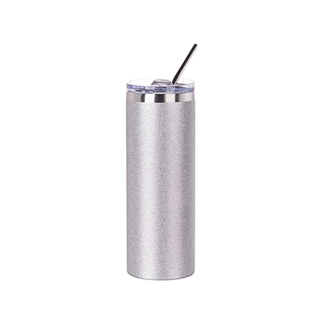 Pearl Coating™ 20oz/600ml Sublimation Glitter Stainless Steel Silver Skinny Tumbler with Straw & Lid - Pack of 5 - Joto Imaging Supplies US