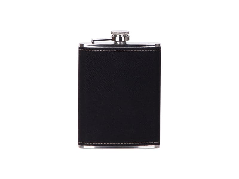 Engravable 8oz Stainless Steel Flask with PU Cover - Pack of 10 - Joto Imaging Supplies US