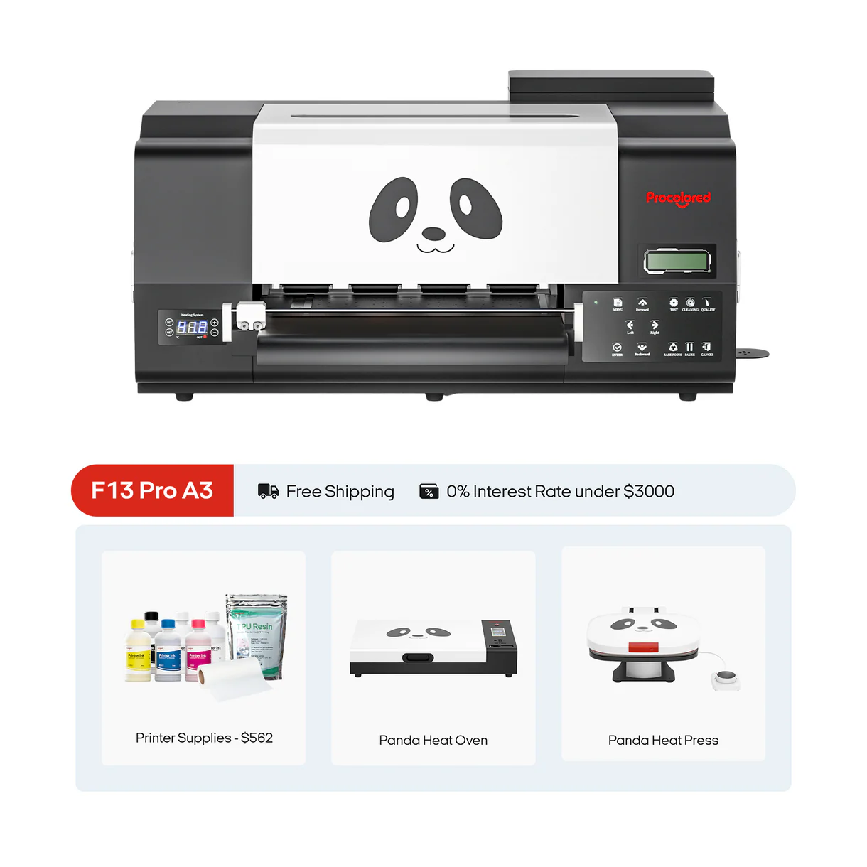 Procolored F13 Pro Panda DTF Printer 13" A3 Dual XP600 & Complete Bundle - Joto Imaging Supplies US