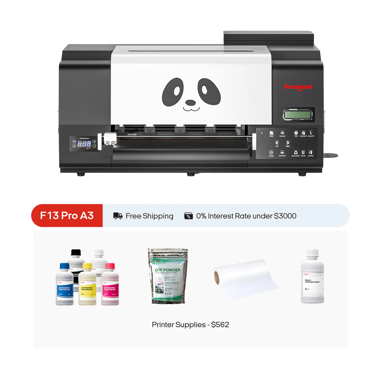 Procolored F13 Pro Panda DTF Printer 13" A3 Dual XP600 - Joto Imaging Supplies US