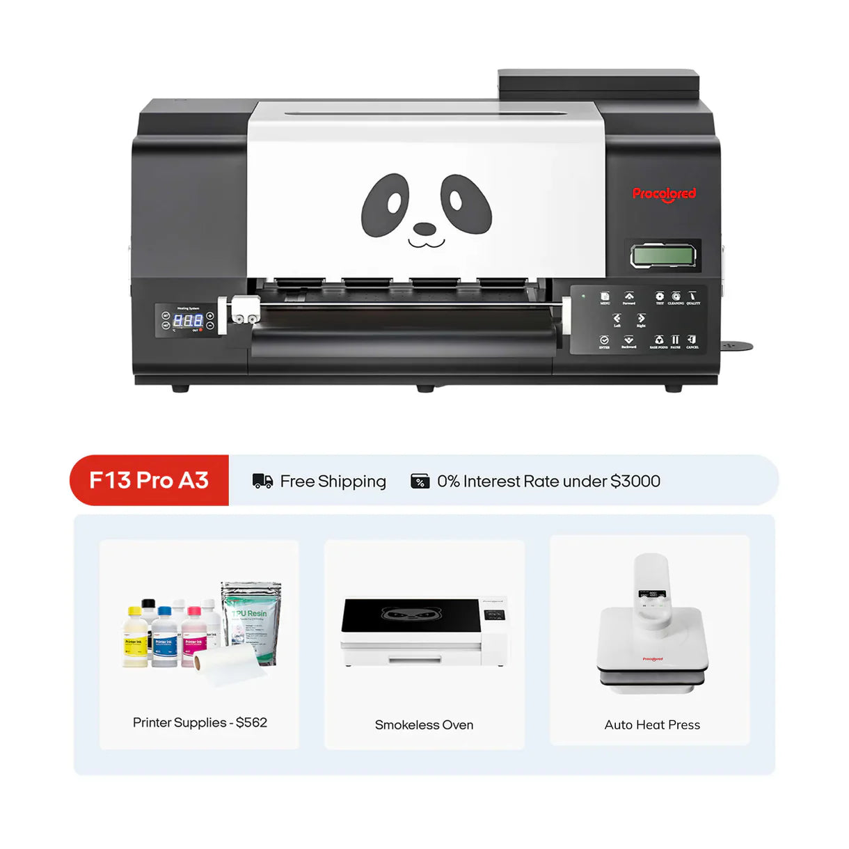Procolored F13 Pro Panda DTF Printer 13" A3 Dual XP600 - Joto Imaging Supplies US