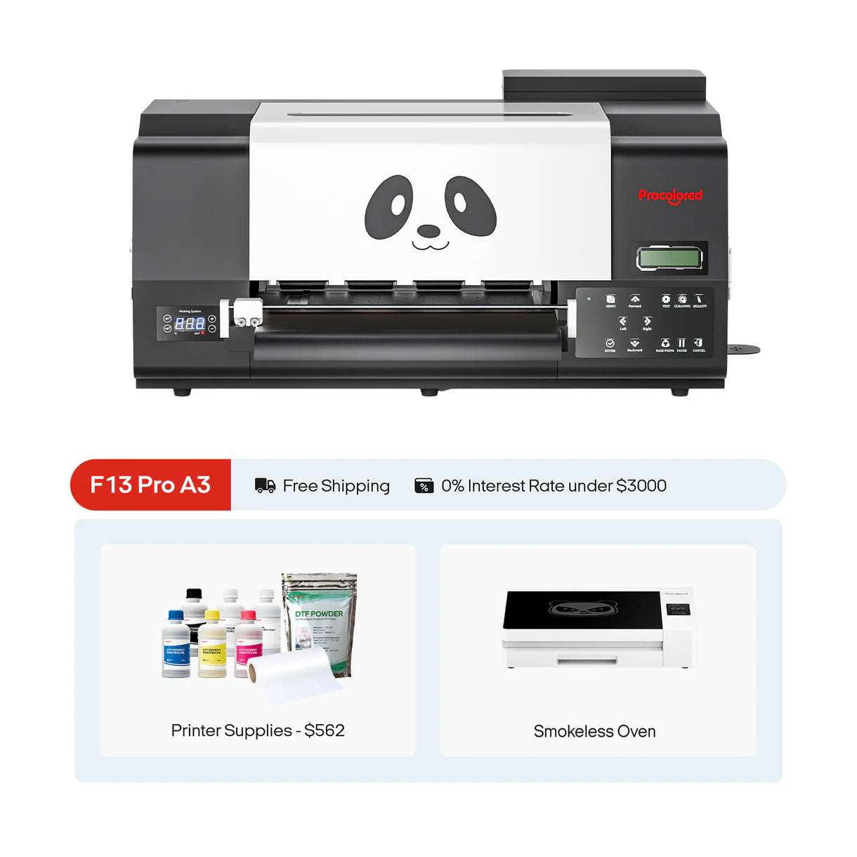 Procolored F13 Pro Panda DTF Printer 13" A3 Dual XP600 - Joto Imaging Supplies US