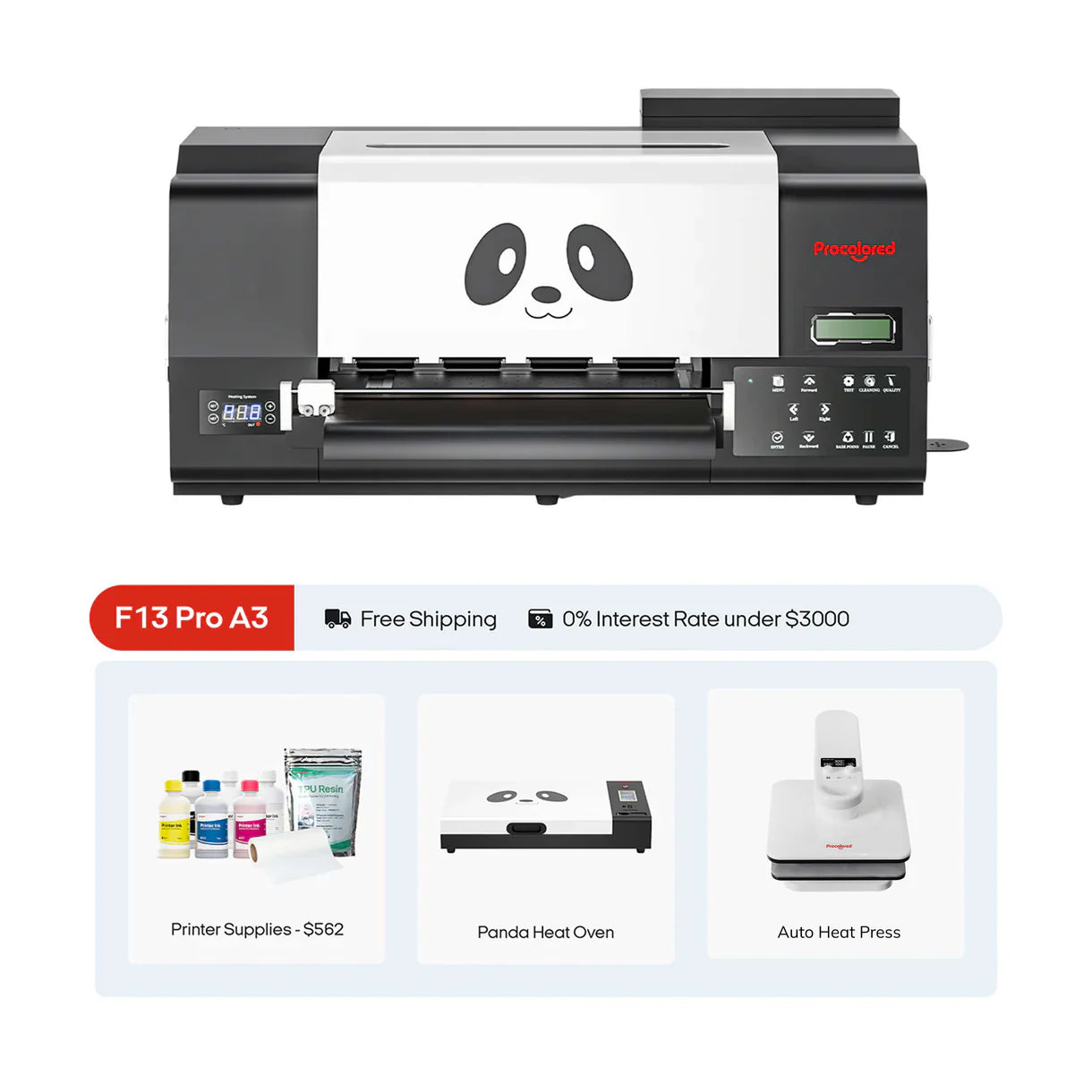 Procolored F13 Pro Panda DTF Printer 13" A3 Dual XP600 - Joto Imaging Supplies US