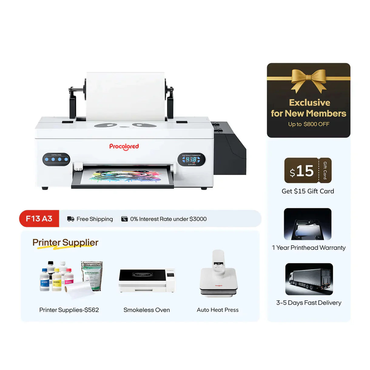 Procolored F13 Panda DTF Printer 13" A3 L1800 - Joto Imaging Supplies US