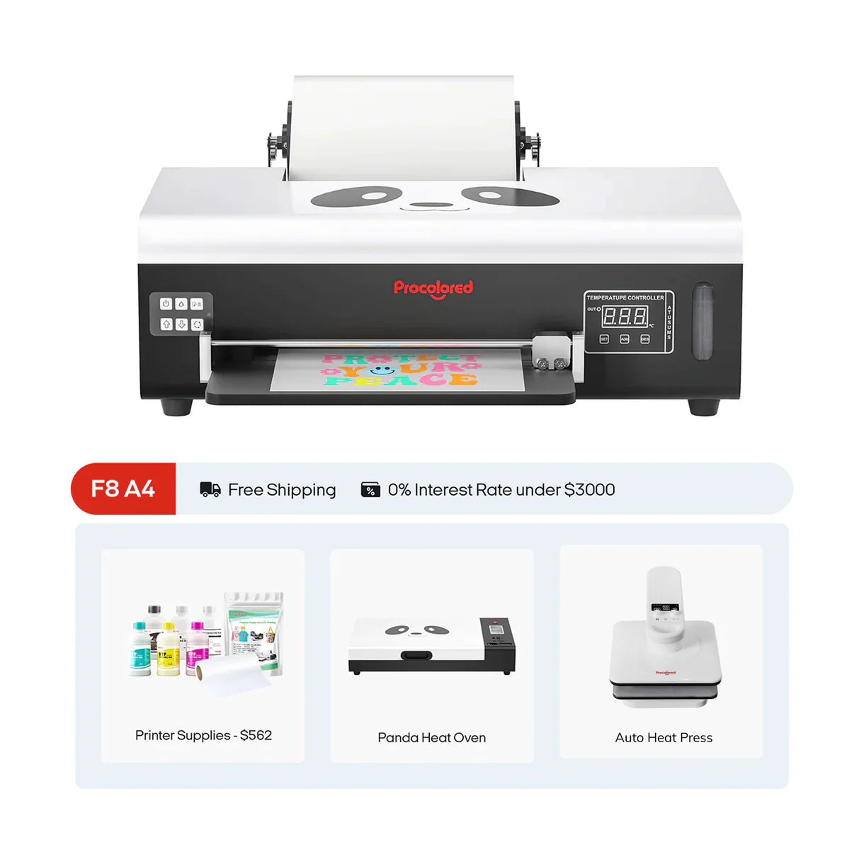 Procolored F8 Panda DTF Printer 8.2" A4 L800 - Joto Imaging Supplies US