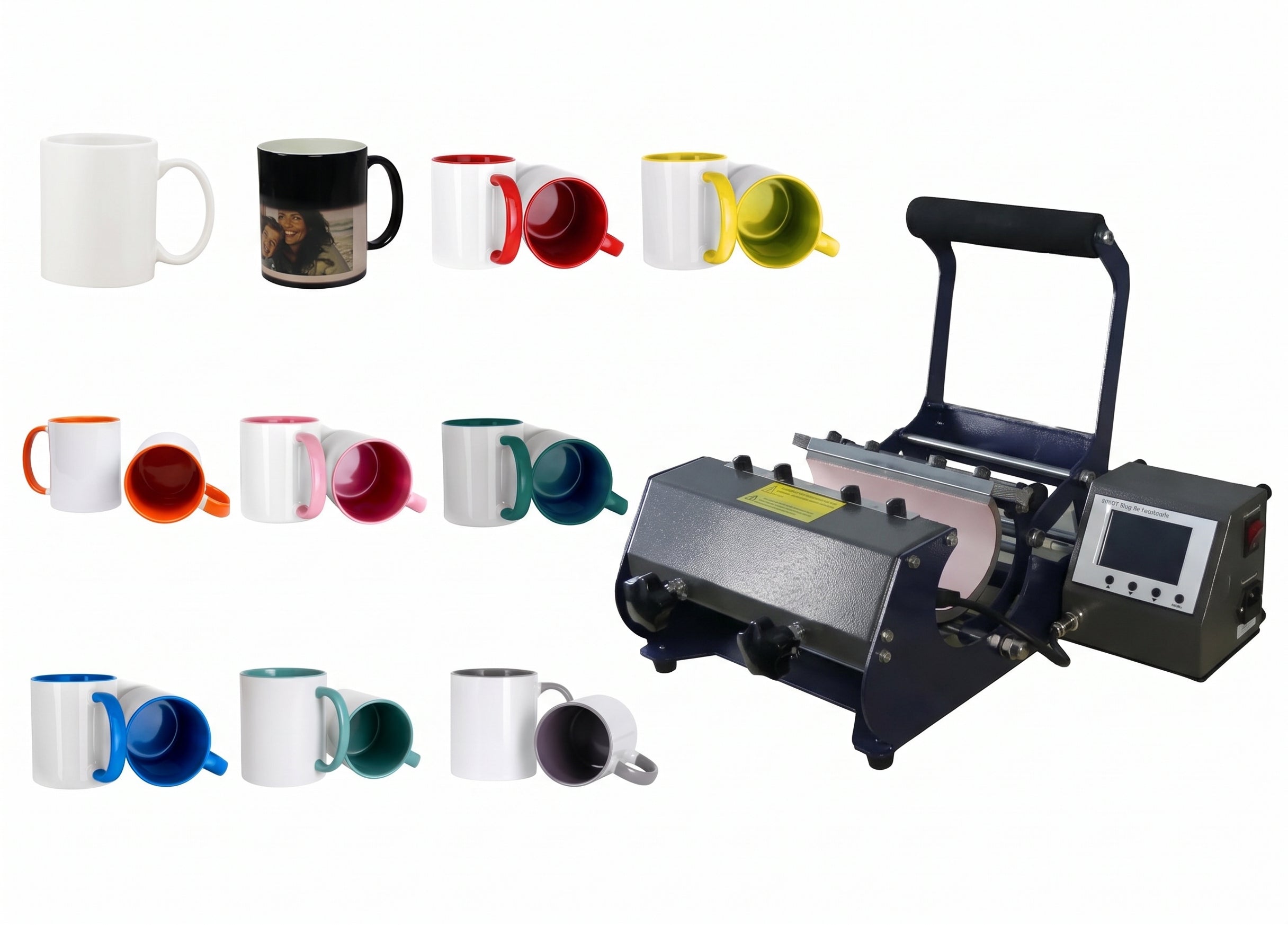 Mug & Tumbler Bundle – Joto 7-Element Tumbler Mug Press + 11oz White Mugs