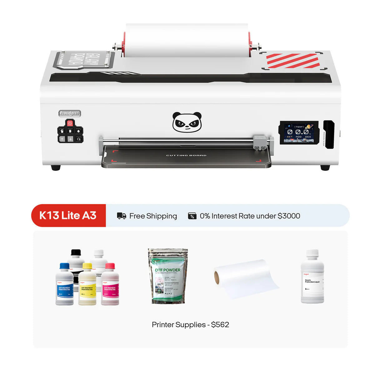 Procolored K13 Lite DTF Printer 13" A3 - White - Joto Imaging Supplies US