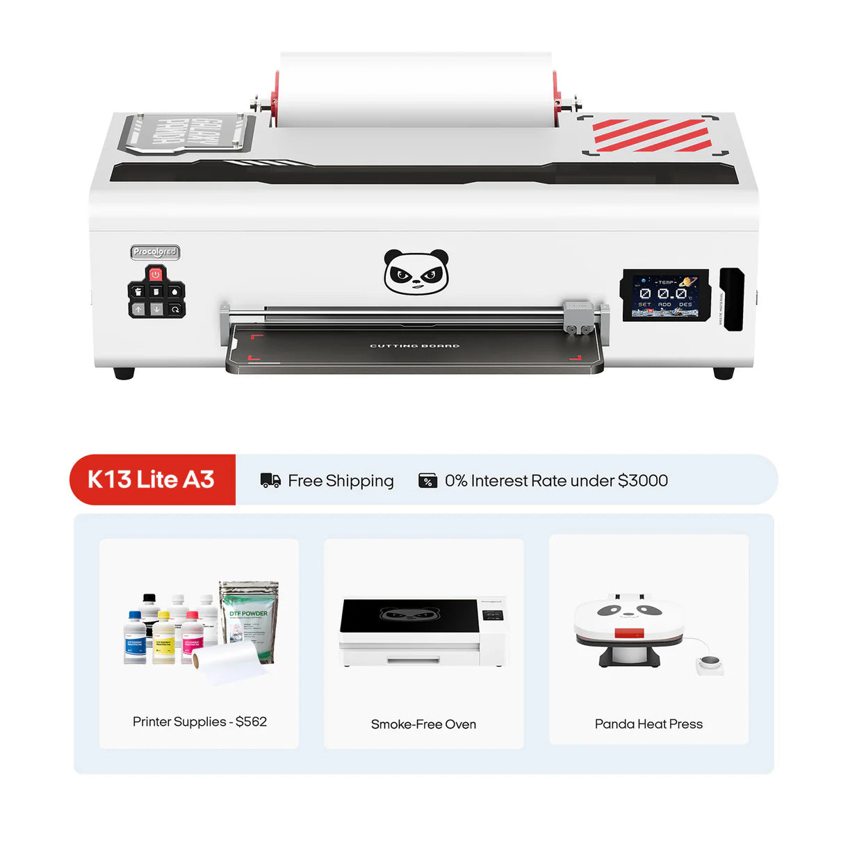 Procolored K13 Lite DTF Printer 13" A3 & Complete Bundle - White - Joto Imaging Supplies US