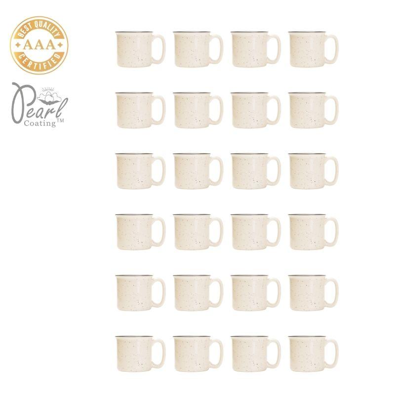 Pearl Coating 13oz Sublimation Beige Ceramic Camp Enamel Mug 