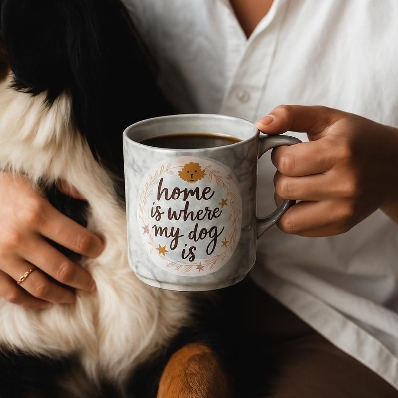 Pearl Coating 350ml Sublimation Marble Texture Ceramic Gray Stackable Mug