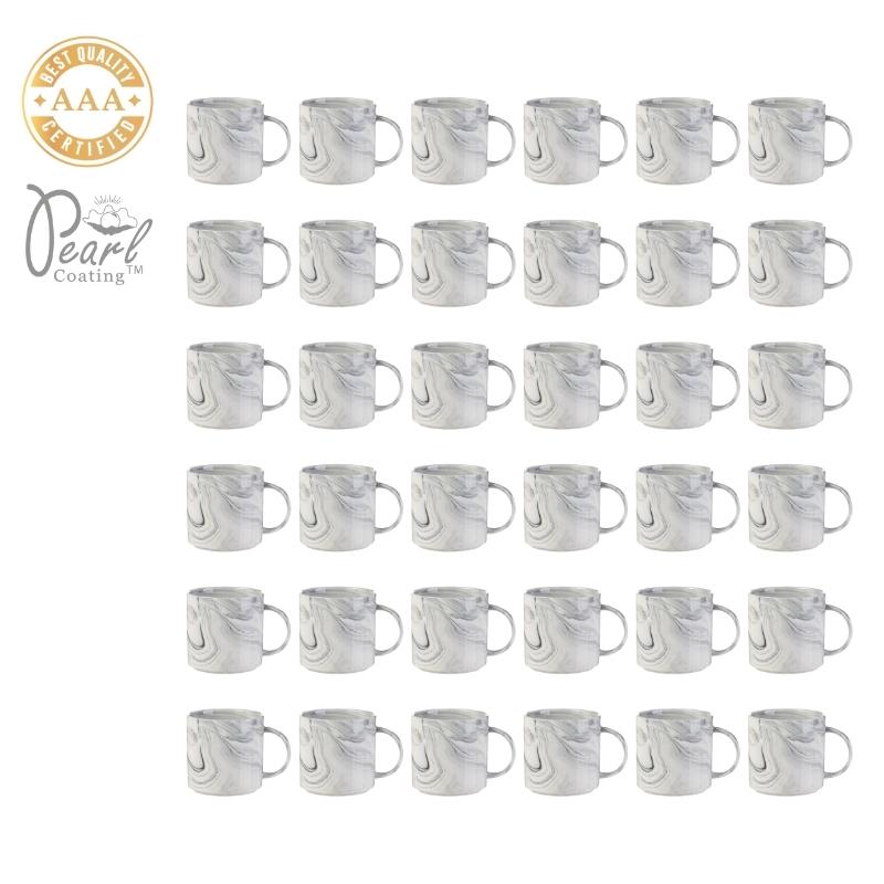 Pearl Coating 350ml Sublimation Marble Texture Ceramic Gray Stackable Mug 36 Pieces