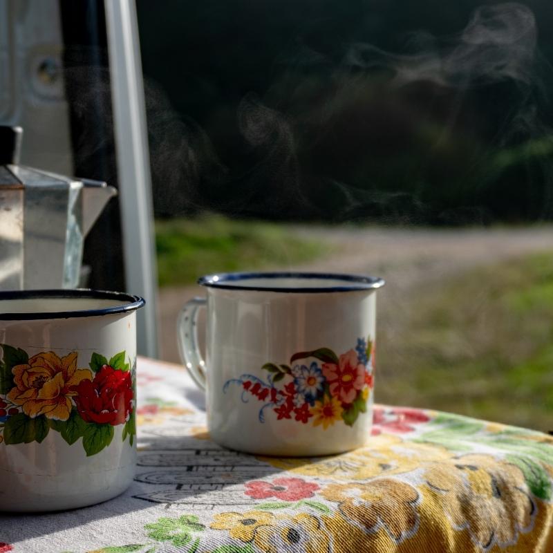 Pearl Coating 3oz100ml Sublimation Camp Enamel Mug with Blue Rim 