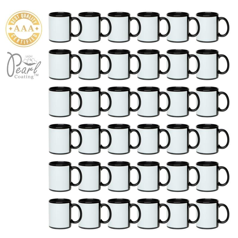 Pearl Coating Sublimation Black Mug with White Patch 36 Pieces