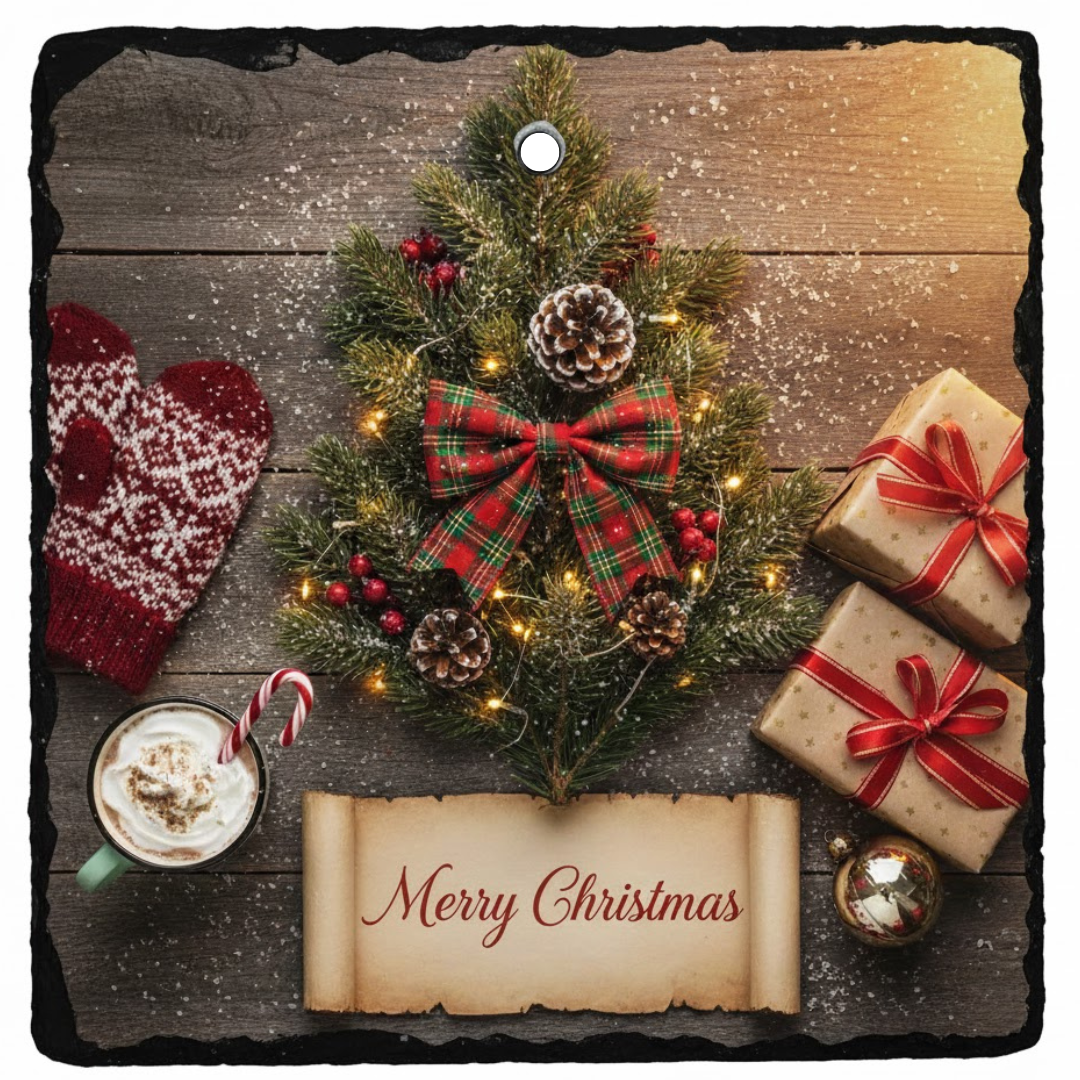 Christams Sublimation Square Hanging Slate with Hole 1