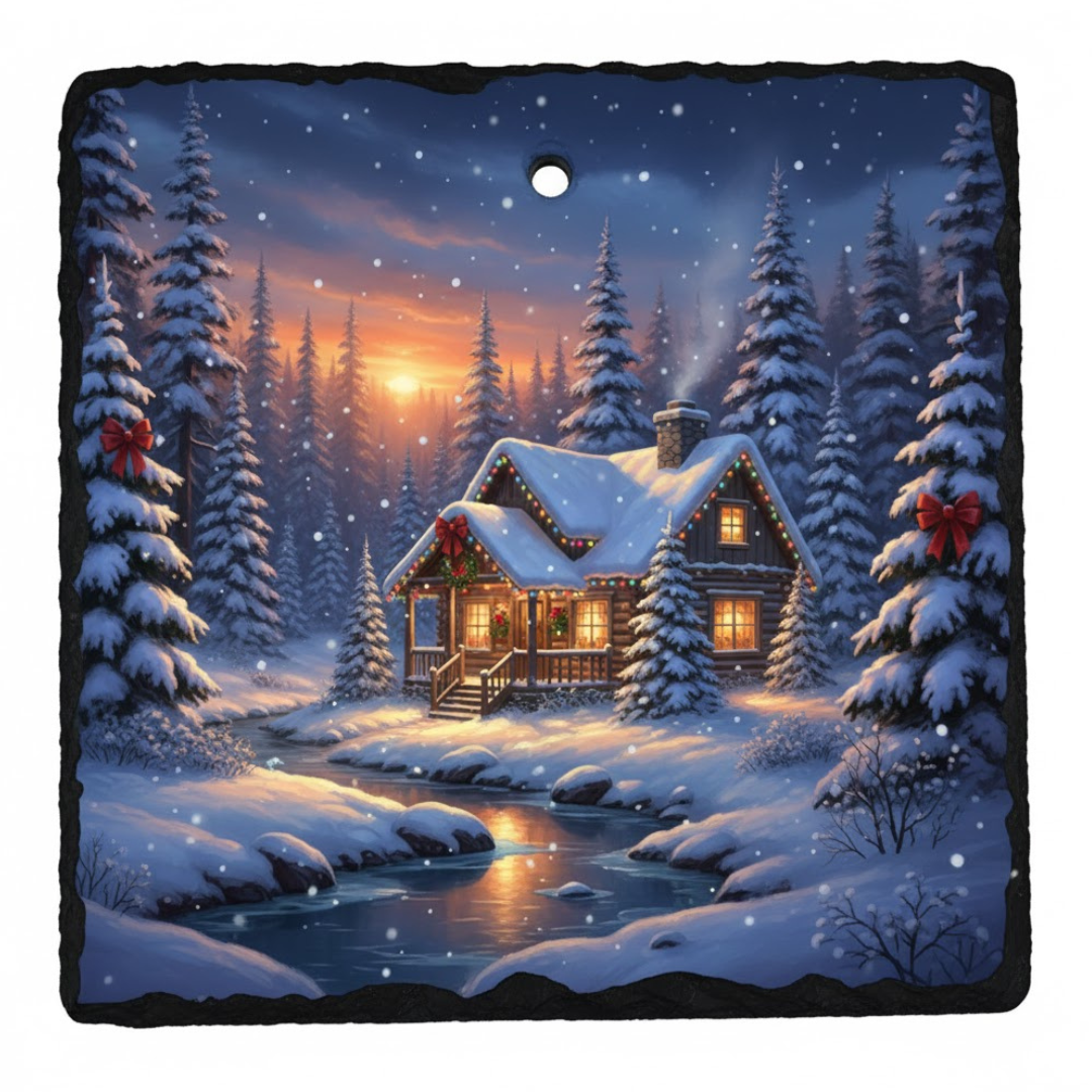 Christams Sublimation Square Hanging Slate with Hole 1