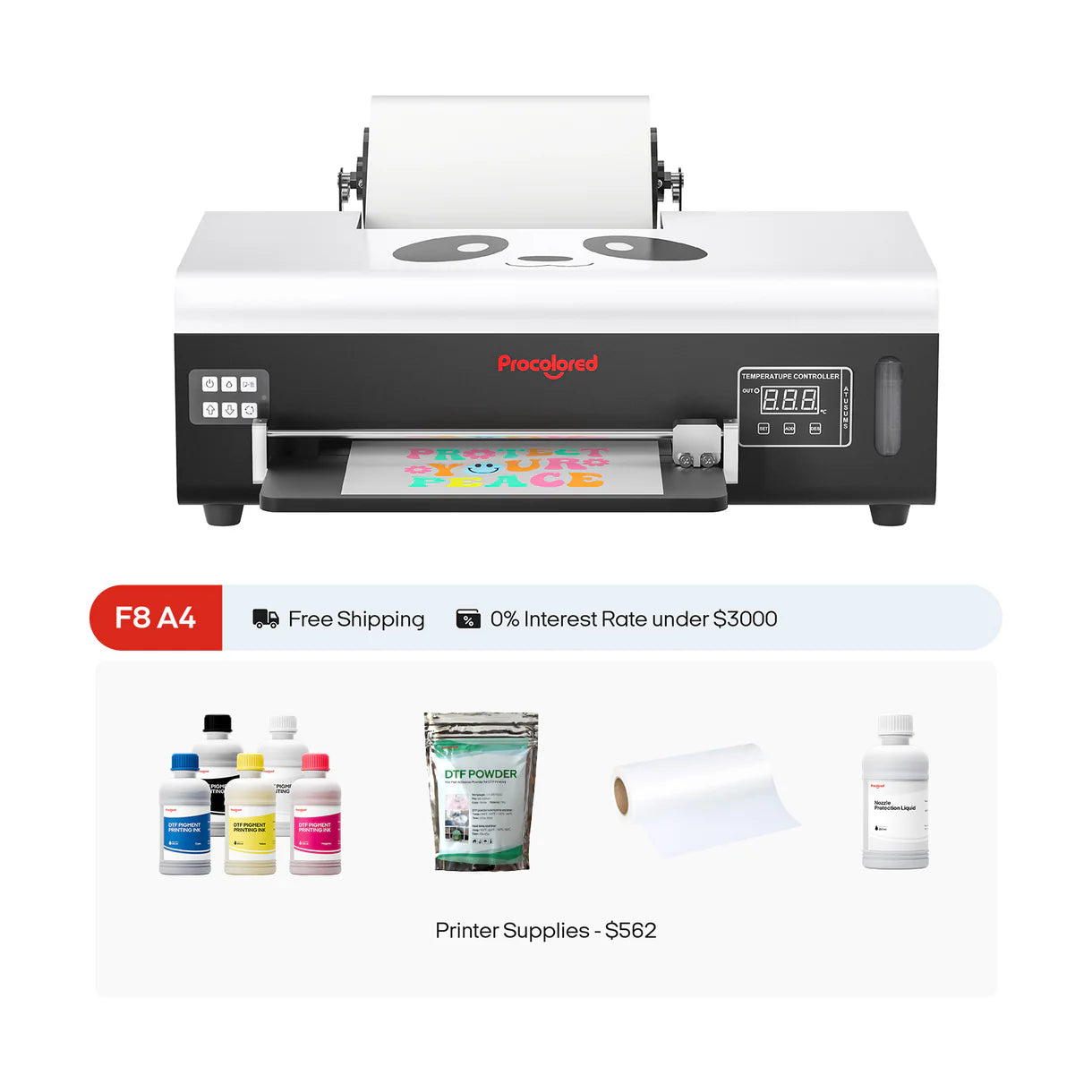 Procolored F8 Panda DTF Printer 8.2" A4 L800 - Joto Imaging Supplies US