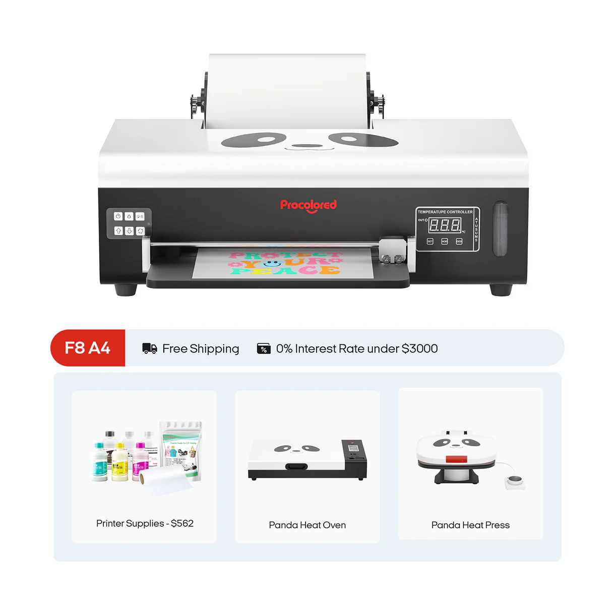 Procolored F8 Panda DTF Printer 8.2" A4 L800 & Complete Bundle - Joto Imaging Supplies US