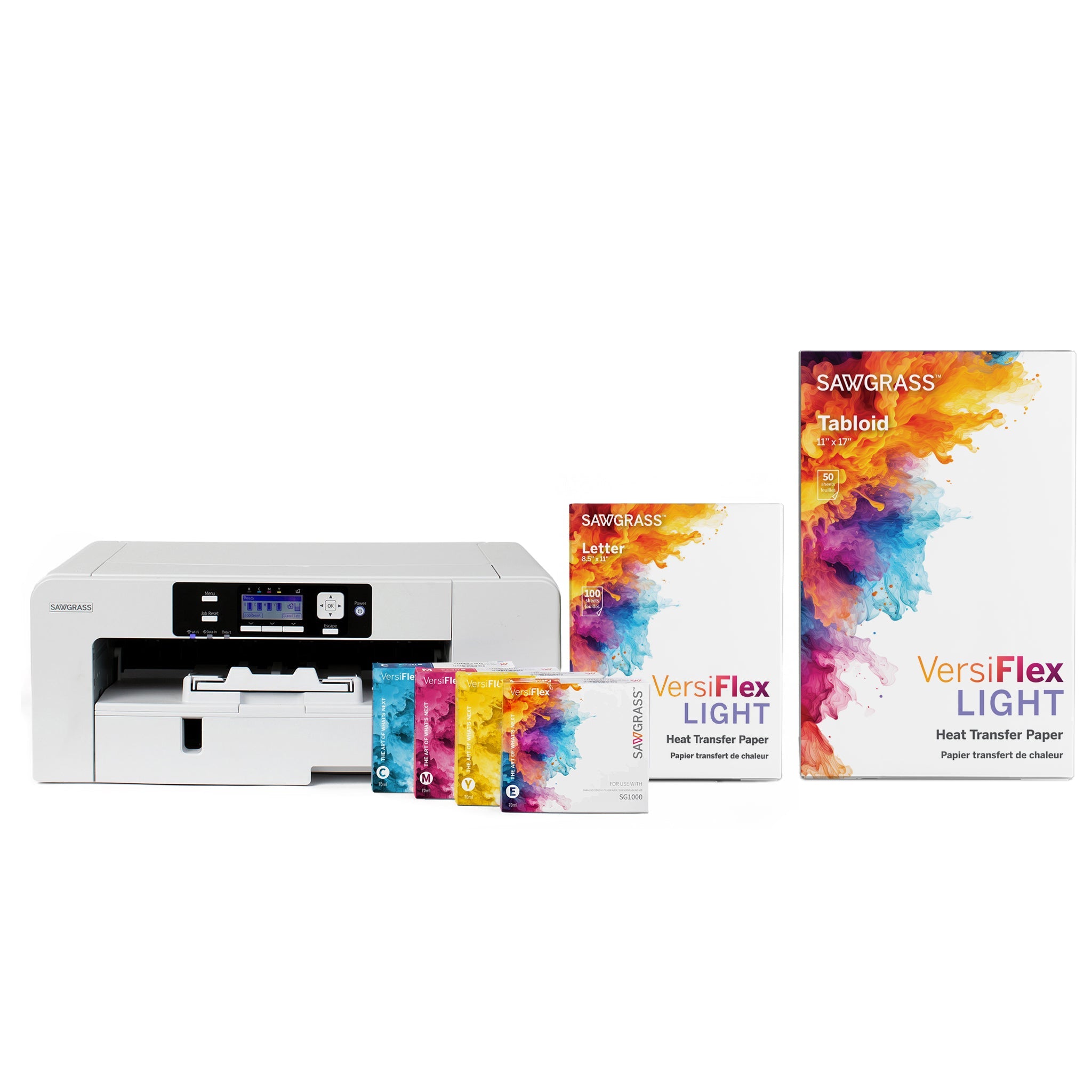 Sawgrass SG1000 Sublimation Printer with 31ml Versiflex Kit & Paper 8.5x11, 100 sheet / 11x17, 50 sheet - Joto Imaging Supplies US