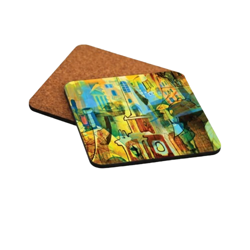 Pearl Coating™ Square Cork Coaster 3.75"