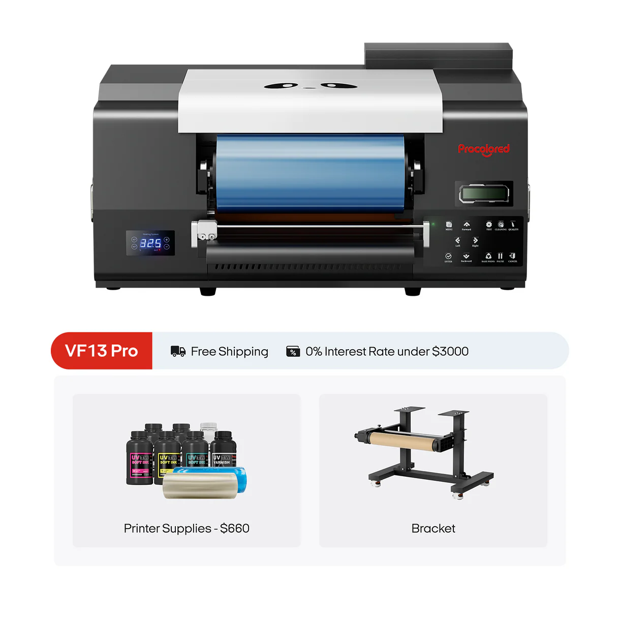 Procolored VF13 Pro Panda UV DTF Printer 13" A3+ Dual XP600 2-in-1 + Stand - Joto Imaging Supplies US