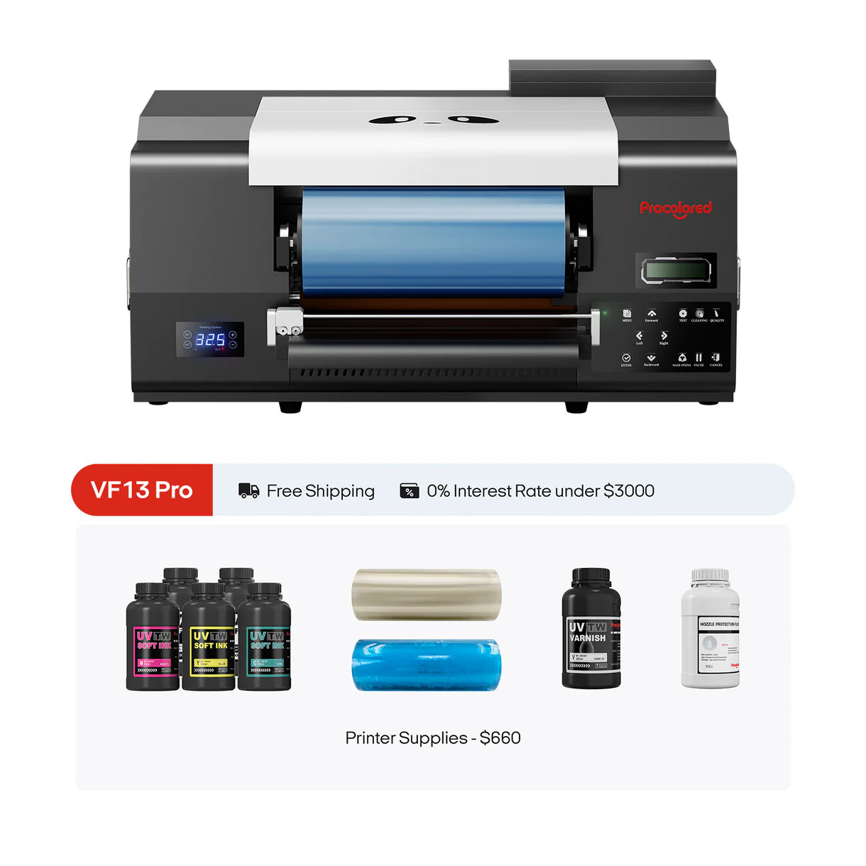 Procolored VF13 Pro Panda UV DTF Printer 13" A3+ Dual XP600 2-in-1 + Stand - Joto Imaging Supplies US