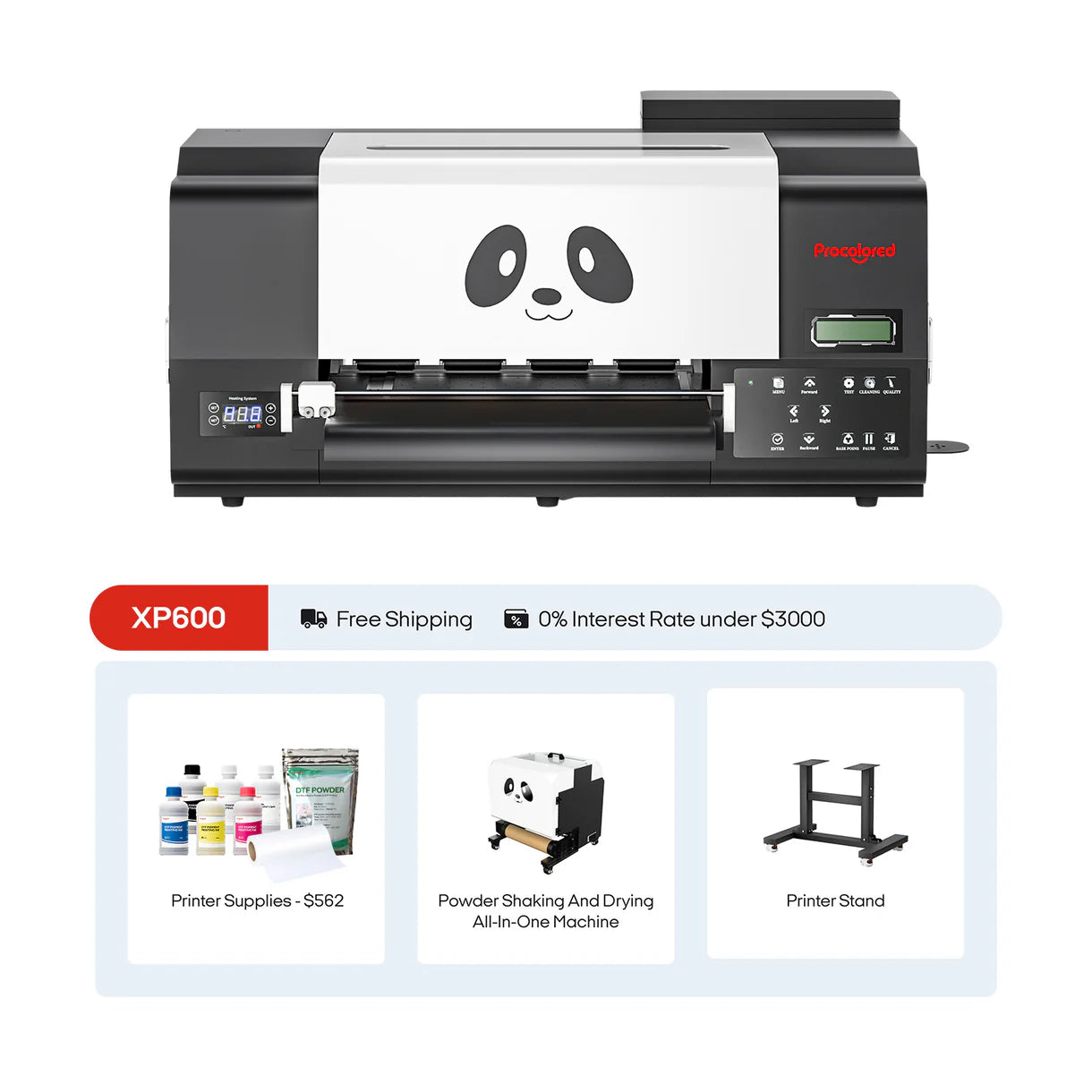 Procolored F13 Pro Panda DTF Printer 13" A3 Dual XP600 + Stand + Shaker Oven - Joto Imaging Supplies US