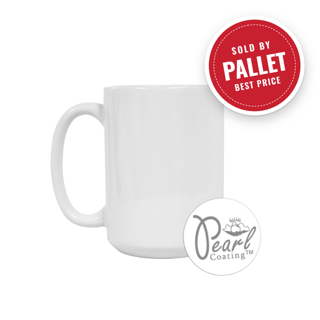 15oz Sublimation White Mug - Pallet Pricing (Pearl Coating™)