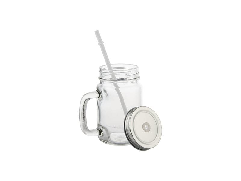 Pearl Coating™ 12oz Sublimation Circular Mason Jar with Straw Clear - Case of 36 - Joto Imaging Supplies US