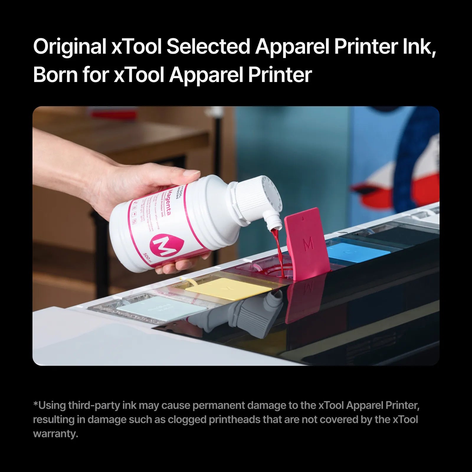 xTool Selected Apparel Printer Ink fabric compatibility
