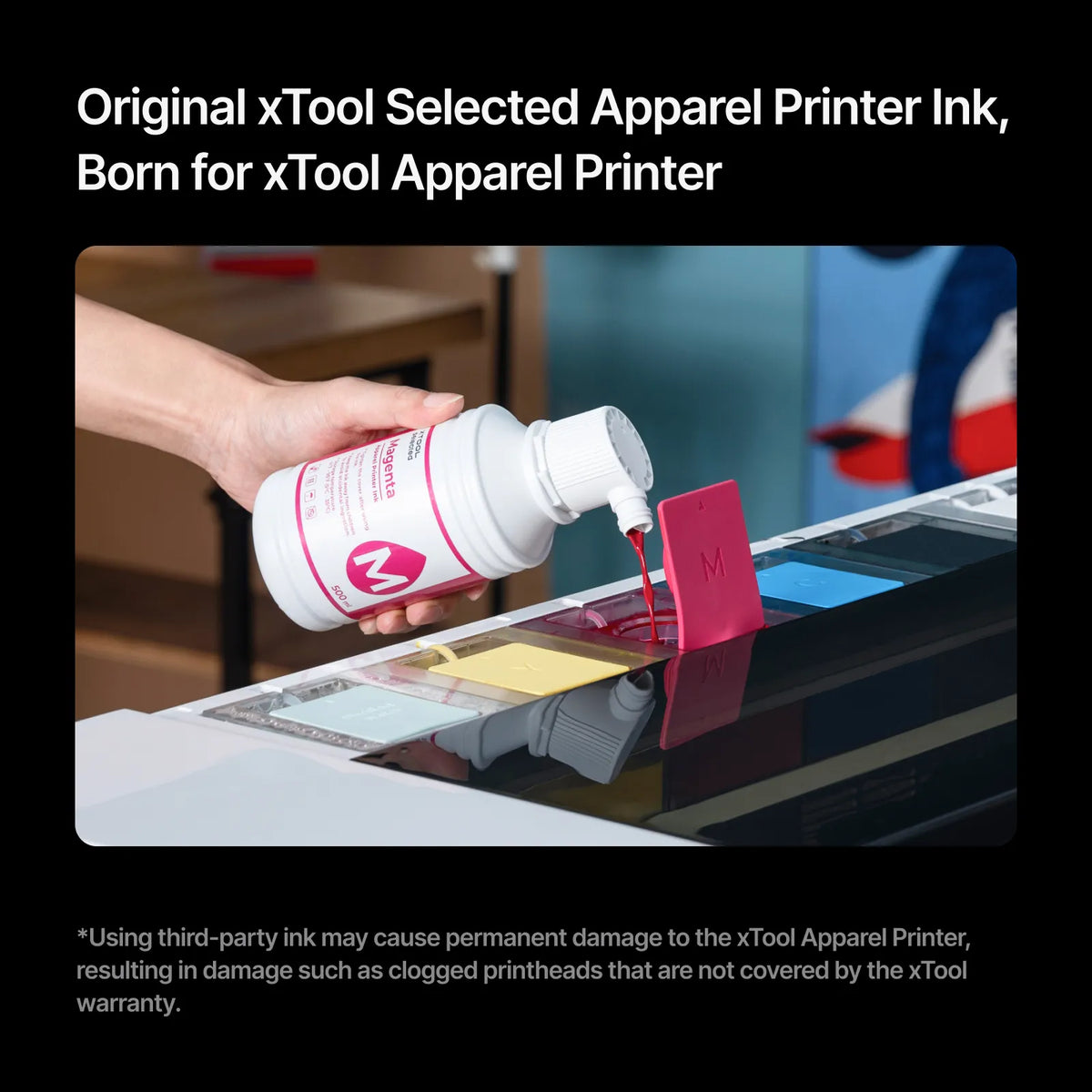 xTool Selected Apparel Printer Ink fabric compatibility