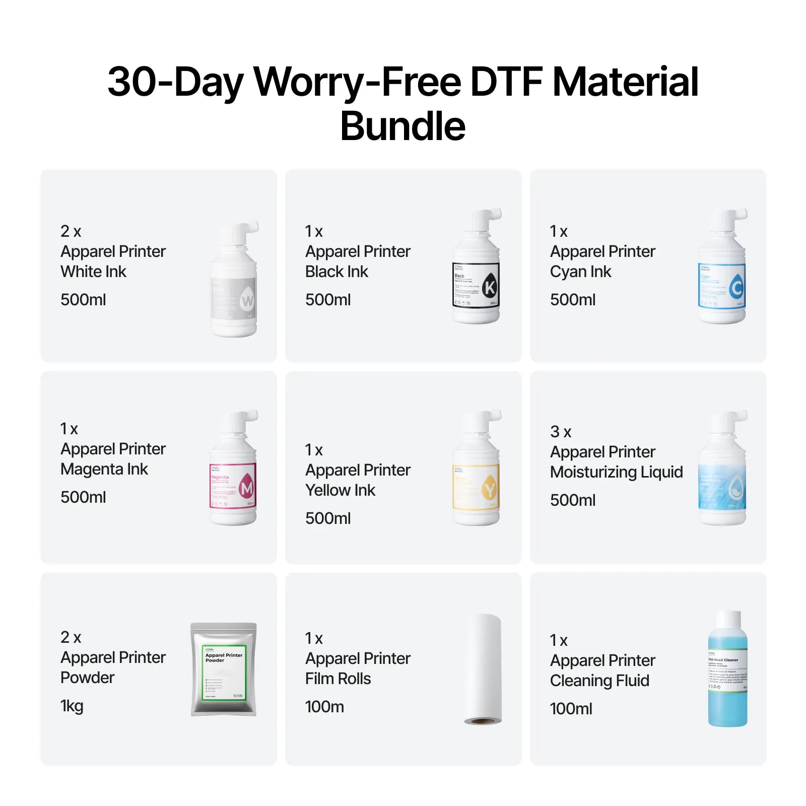xTool Apparel Printer DTF material pack
