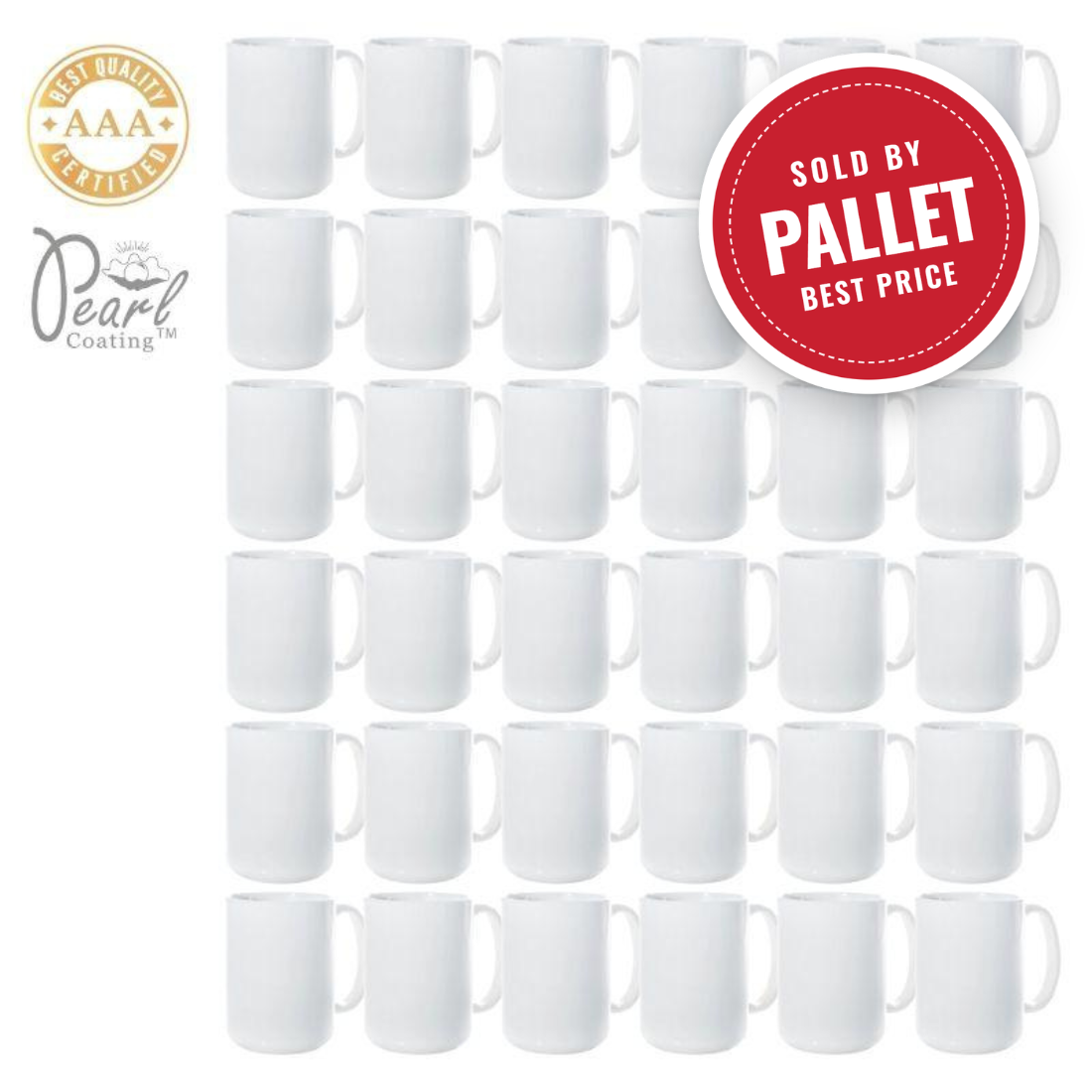 15oz Sublimation White Mug - Pallet Pricing (Pearl Coating™)