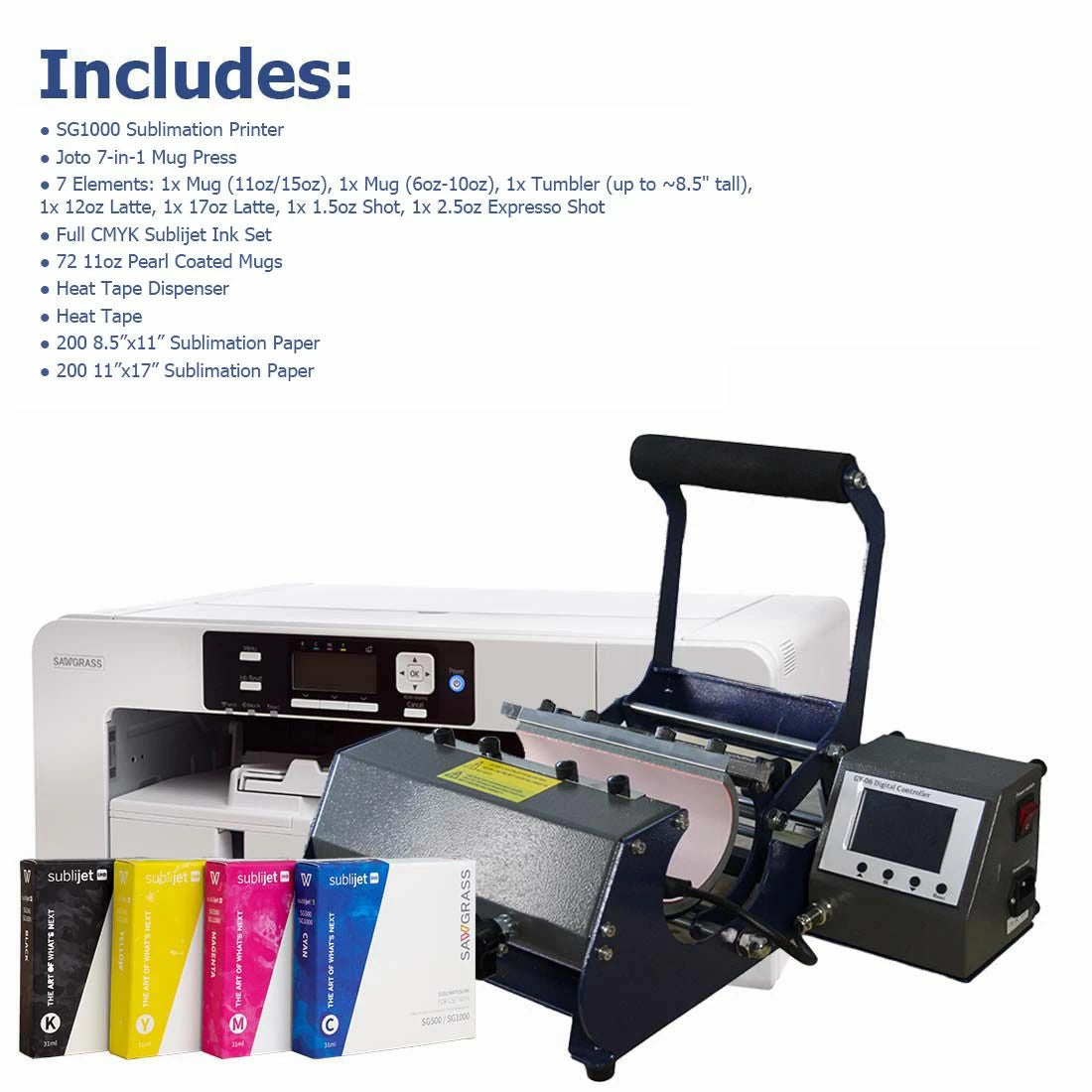 Bundle SG1000 + Tumbler/Mug Press Single Station 7 Elements - Joto Imaging Supplies US