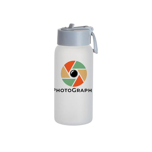 25 oz Sublimation Frosted Glass Sports Bottle with Grey Straw Lid - Pack of 6
