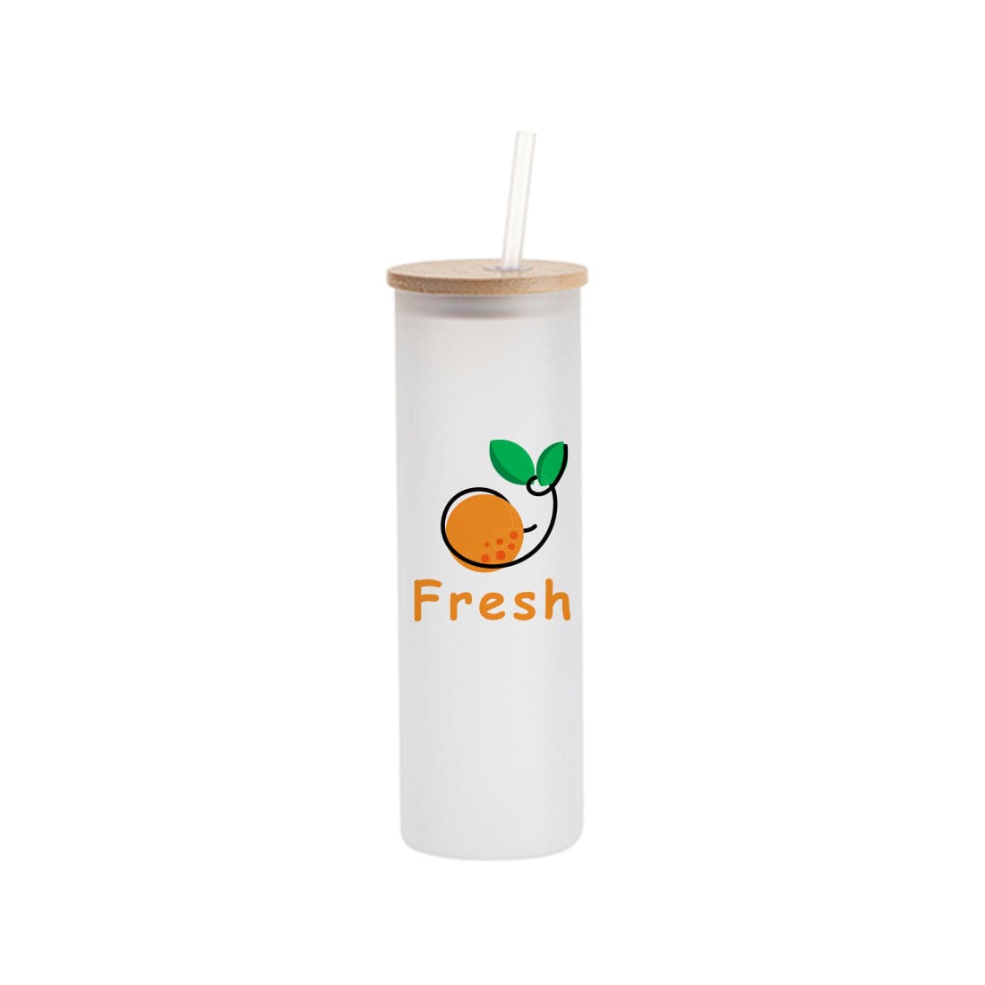 20oz Sublimation Frosted Glass Skinny Tumbler with Straw & Bamboo Lid - Pack of 6