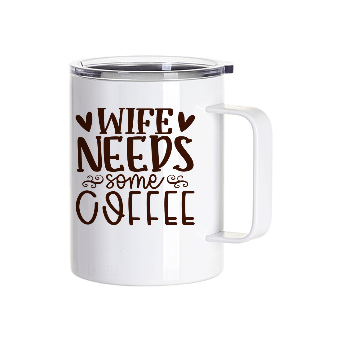 13 oz/400 ml Sublimation Stainless Steel Coffee Cup with Clear Flat Lid & Handle - Pack of 5