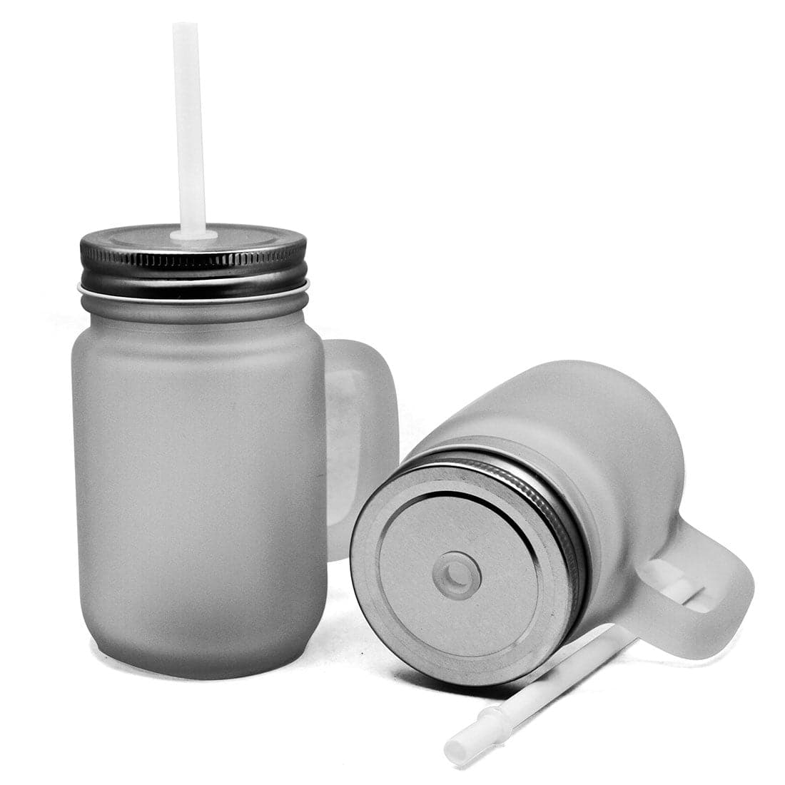 Pearl Coating™ 12oz Sublimation Circular Mason Jar with Straw Clear - Case of 36 - Joto Imaging Supplies US