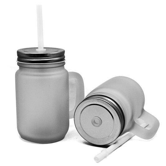 Pearl Coating™ 12oz Sublimation Circular Mason Jar with Straw Clear - Case of 36 - Joto Imaging Supplies US